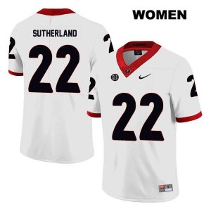 Women's Georgia Bulldogs NCAA #22 Jes Sutherland Nike Stitched White Legend Authentic College Football Jersey CPK3854CF
